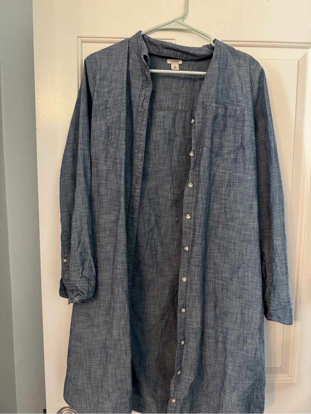 L.L. Bean Blue Chambray Button-Down Shirt Dress